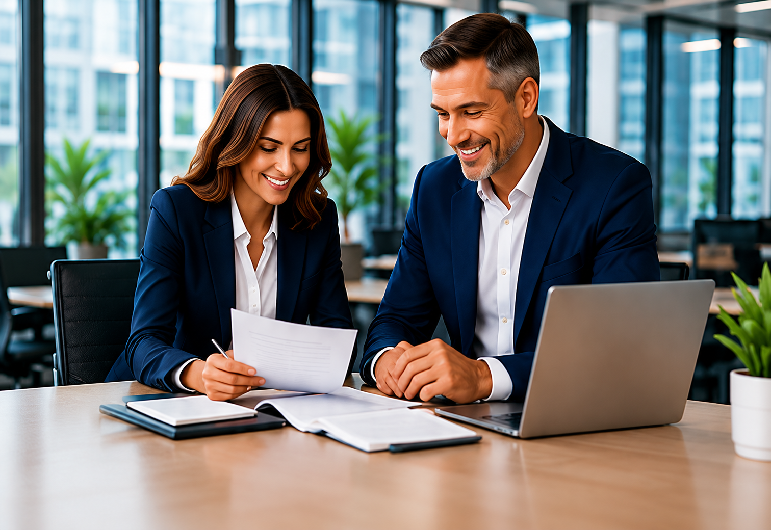 MJM Receivables Management consultants reviewing a client cash flow report